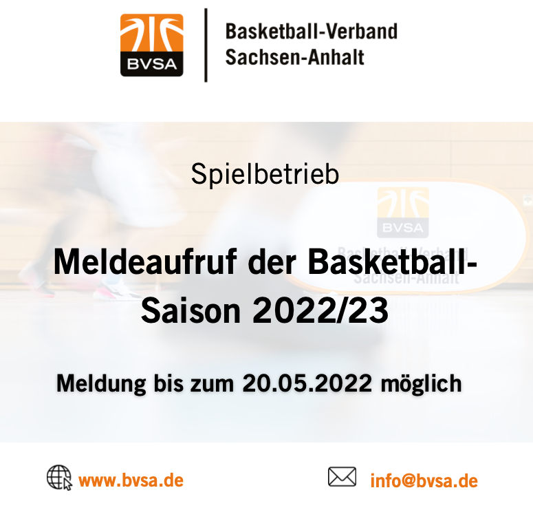 Meldeaufruf Saison 22/23 // Grafik: BVSA