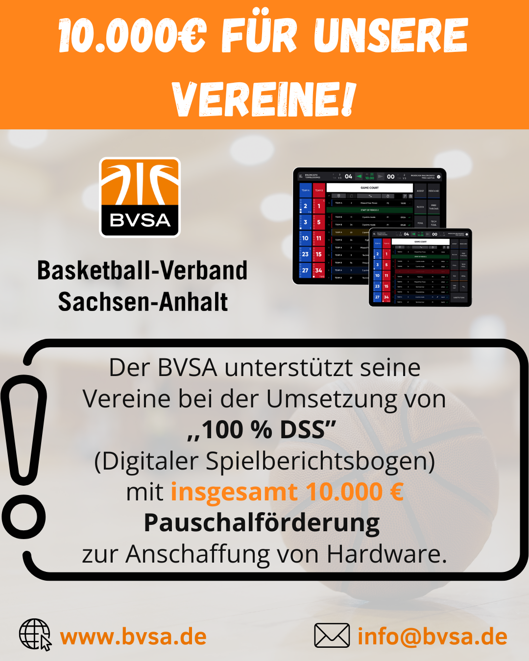 Der BVSA investiert 10.000 € in die Digitalisierung des Spielbetrieb