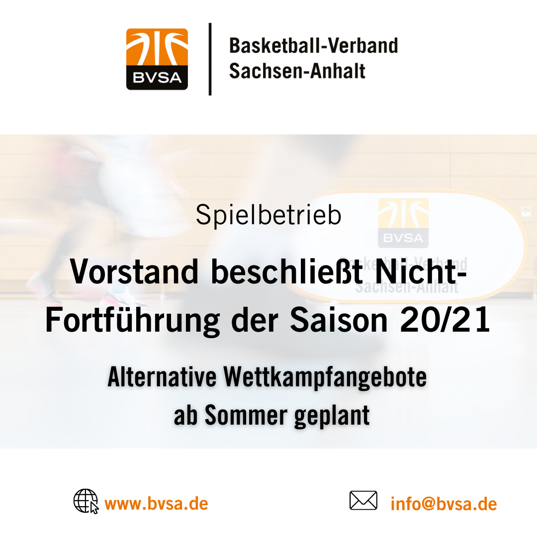 Vorstand beschließt Nicht-Fortführung der Saison 20/21 // Credits: BVSA